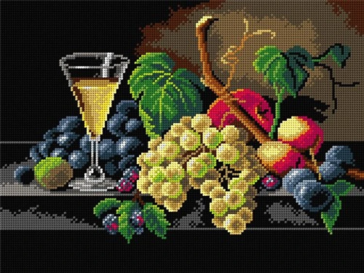 Gobelin canvas for halfstitch without yarn after Severin Roesen - Still Life with Champagne Glass 2961J