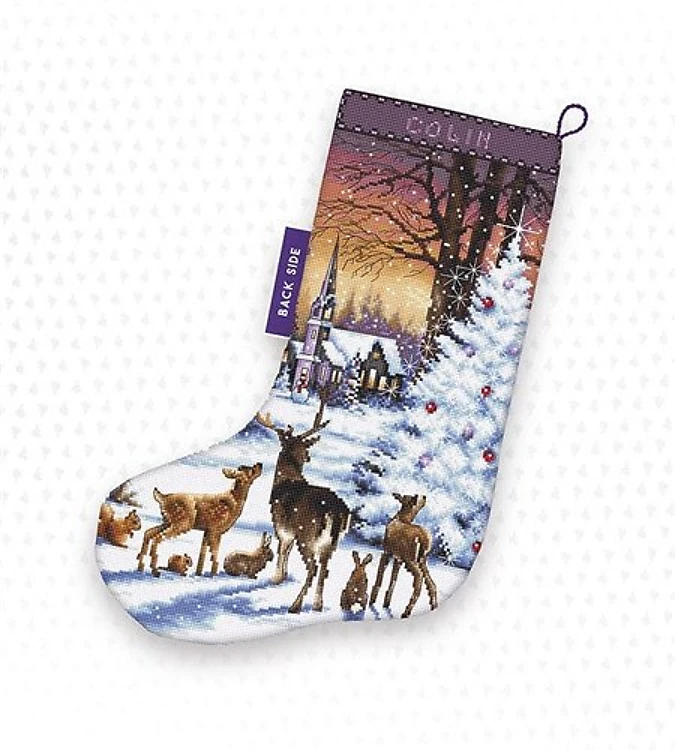 Christmas Wood Stocking LETI948 Counted Cross Stitch Kit