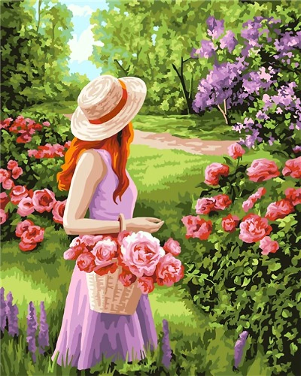 Painting by Numbers kit Crafting Spark Garden Walk J053 19.69 x 15.75 in