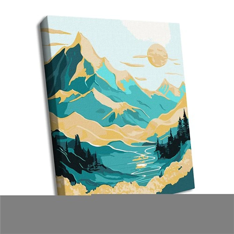 Painting by Numbers kit Sunrise in the mountains with extra metallic paints KHO5105