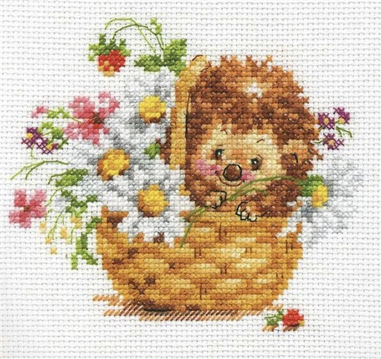 Hedgehog in daisies 0-113 Counted Cross-Stitch Kit