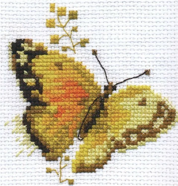 Colourful Butterflies - Yellow 0-147 Counted Cross-Stitch Kit