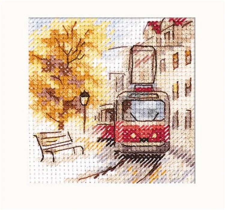Autumn in the city. The tram 0-217 Counted Cross-Stitch Kit