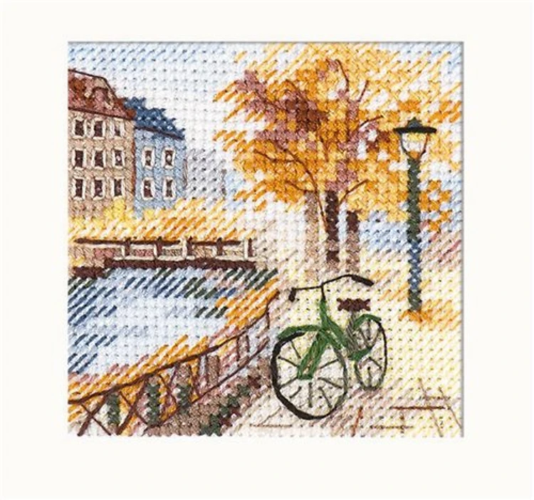 Autumn in the city. The road by the canal 0-219 Counted Cross-Stitch Kit