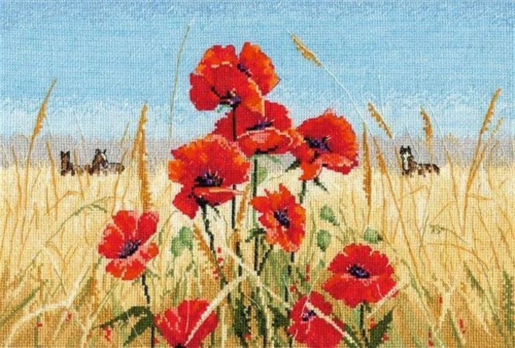 Summer, field, poppies 1010 Counted Cross Stitch Kit