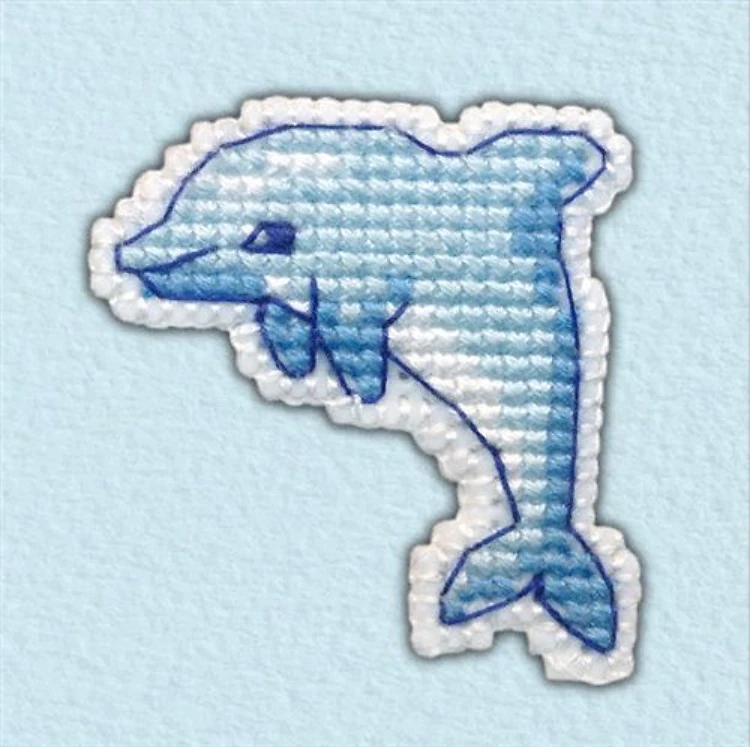 Badge-dolphin 1096 Plastic Canvas Counted Cross Stitch Kit