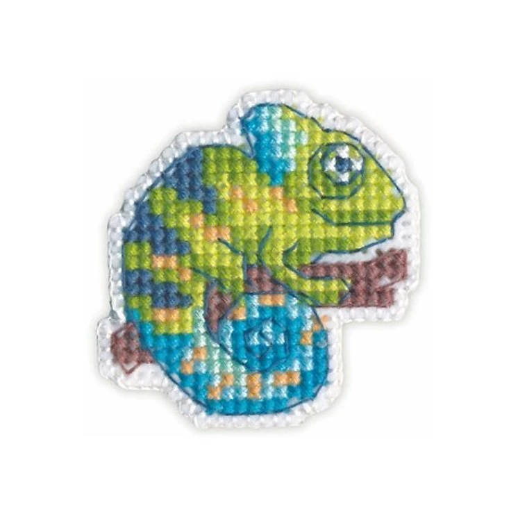 Badge-chameleon 1215 Plastic Canvas Counted Cross Stitch Kit