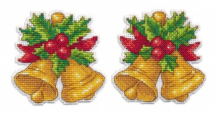 Christmas toy.Bells 1252 Plastic Canvas Counted Cross Stitch Kit