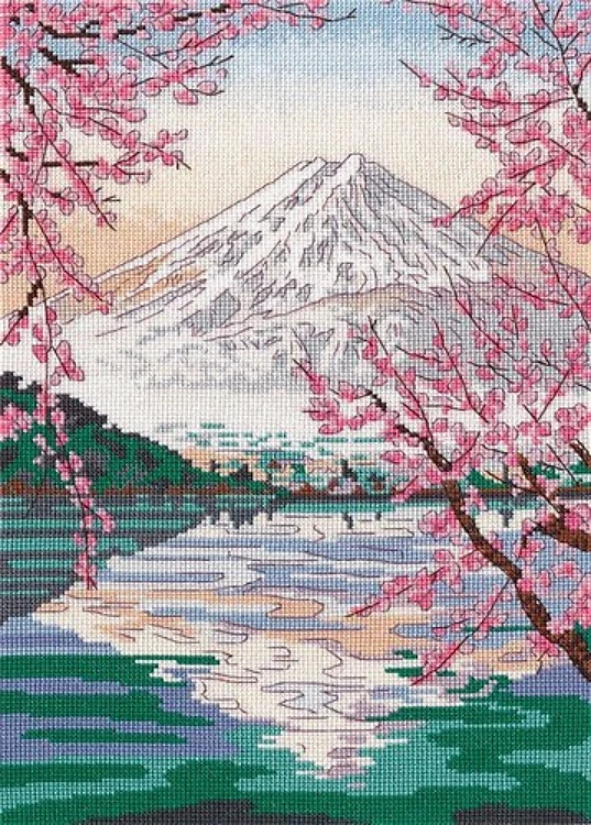 Fujigama and lake Kawaguchi 1311 Counted Cross Stitch Kit