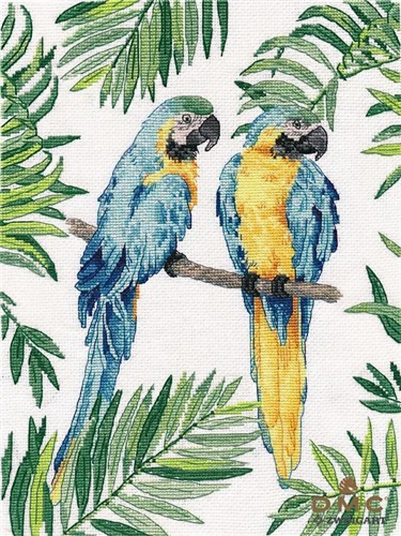 Blue and yellow macaws 1348 Counted Cross Stitch Kit