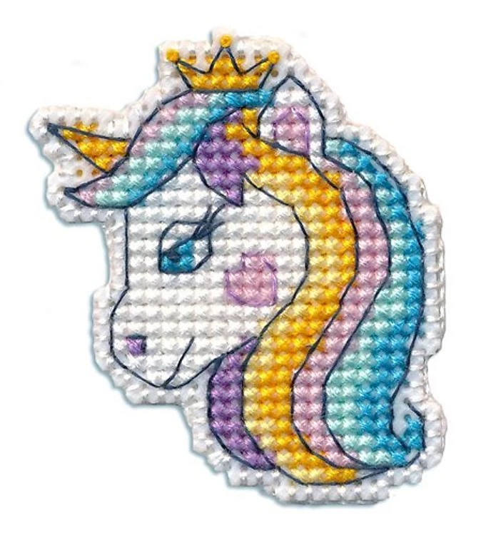 Badge unicorn-2 1350 Plastic Canvas Counted Cross Stitch Kit