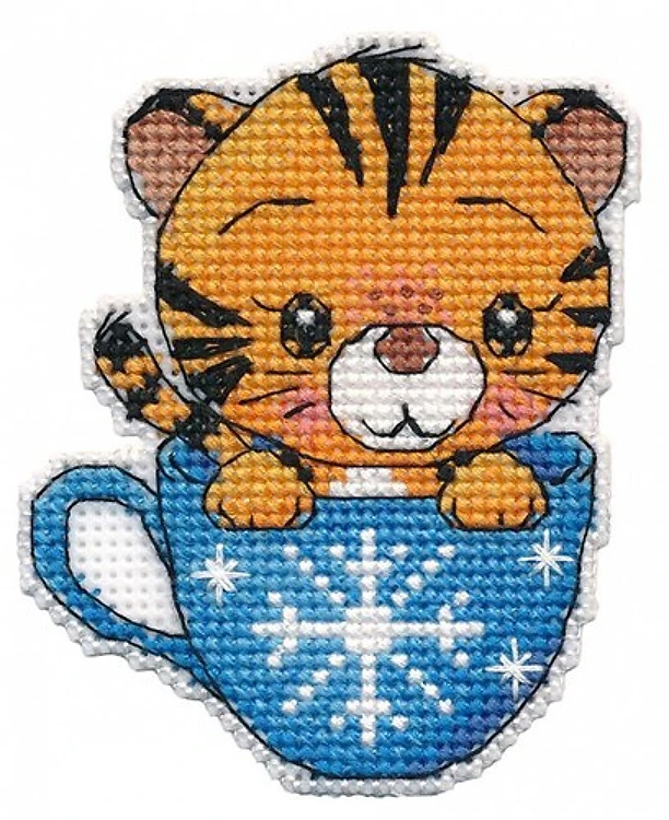 Tiger in a Cup. Magnet 1431 Counted Cross Stitch Kit