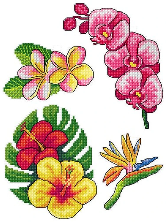 "Exotic Flowers" 166CS Counted Cross-Stitch Kit
