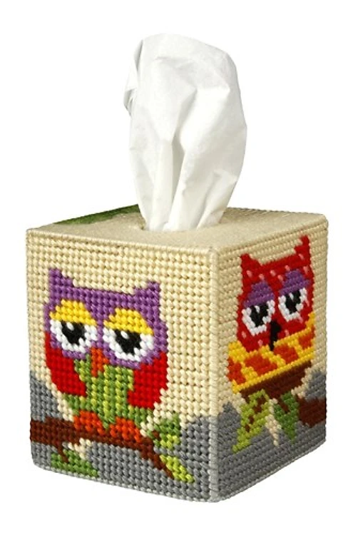 Tissue box cover - needlepoint (halfstitch) kit "Owl" 5100