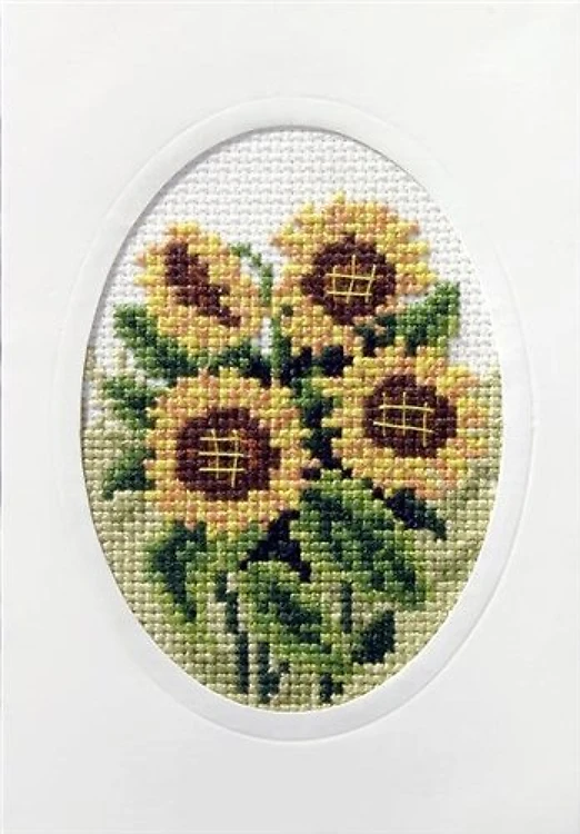 Complete cross stitch kit - greetings card "Sunflowers" 6099