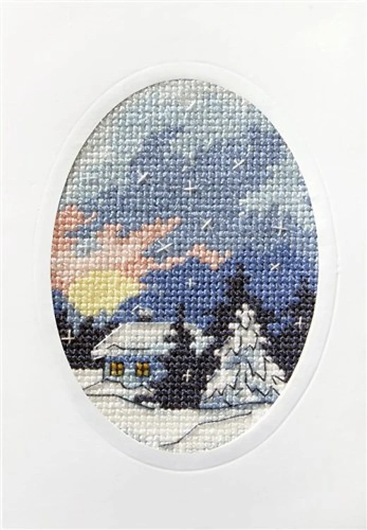 Complete cross stitch kit - greetings card "Winter night" 6151