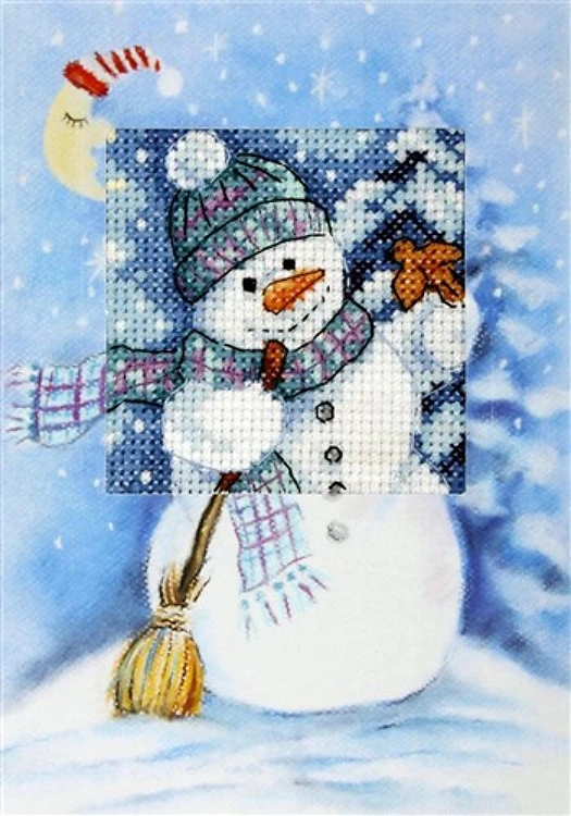 Complete counted cross stitch kit - greetings card "Snowman" 6231