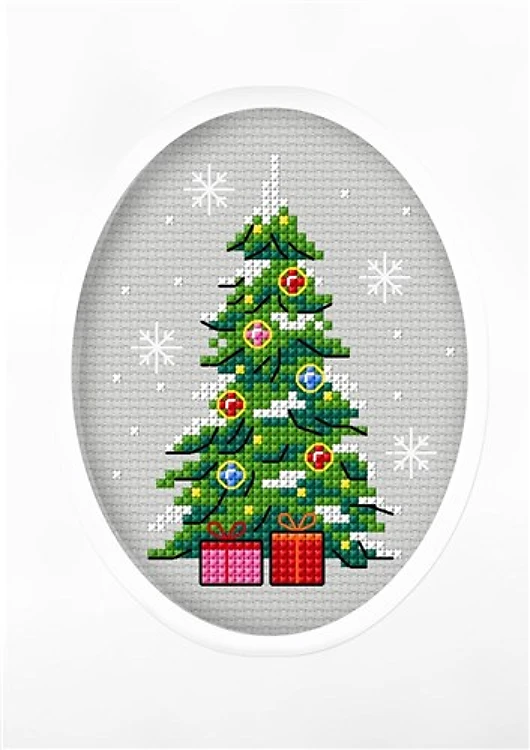 Complete counted cross stitch kit - greetings card "Christmas tree" 6284