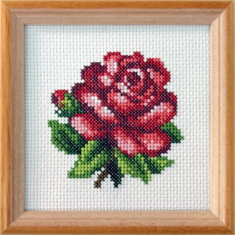 Stamped Cross stitch kit "Red rose " 7588