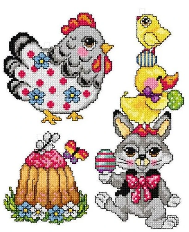 Counted cross stitch kit with plastic canvas "Easter" set of 3 designs 7656