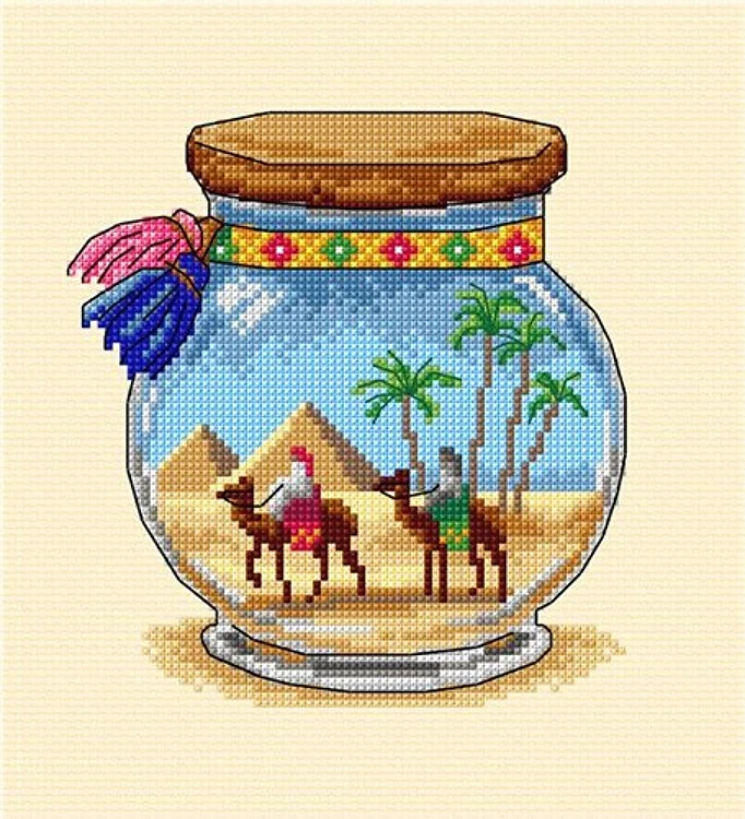 Complete counted cross stitch kit "Vacation memories - Pyramids"