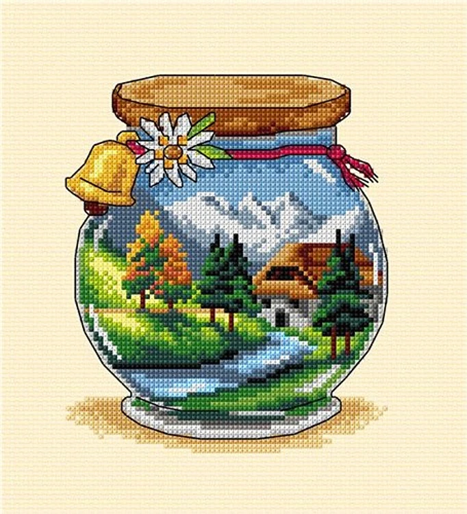 Complete counted cross stitch kit "Vacation memories - Mountains"