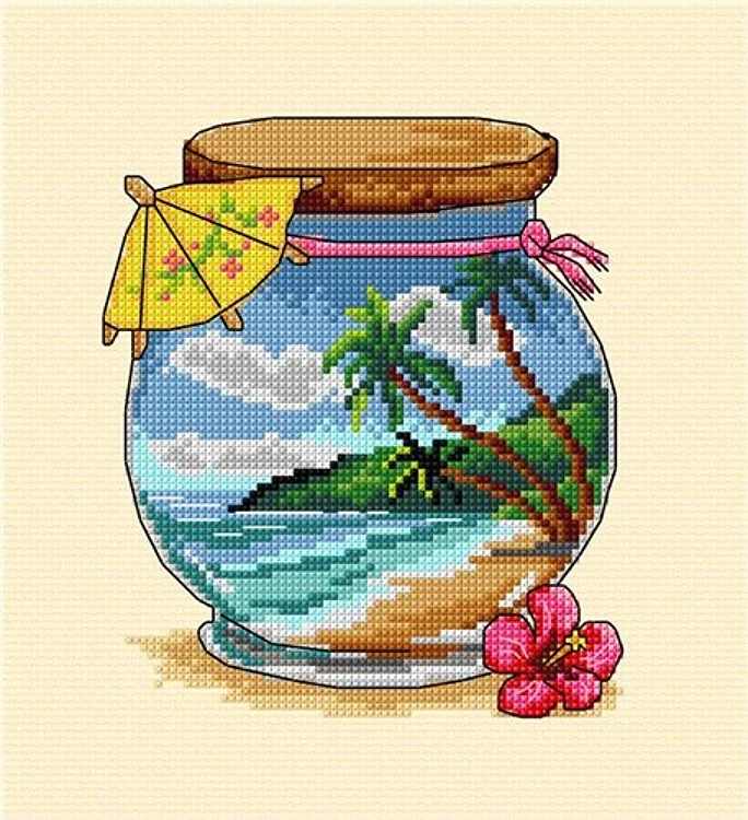 Complete counted cross stitch kit "Vacation memories - Tropicla Sea"