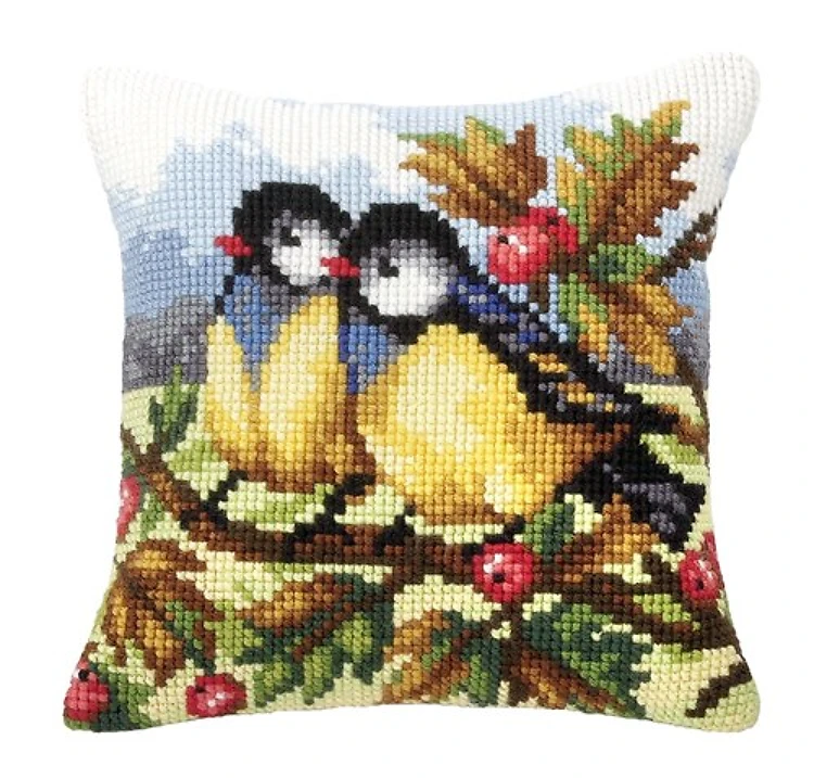 Cushion cross stitch kit "Two titmice" 9022