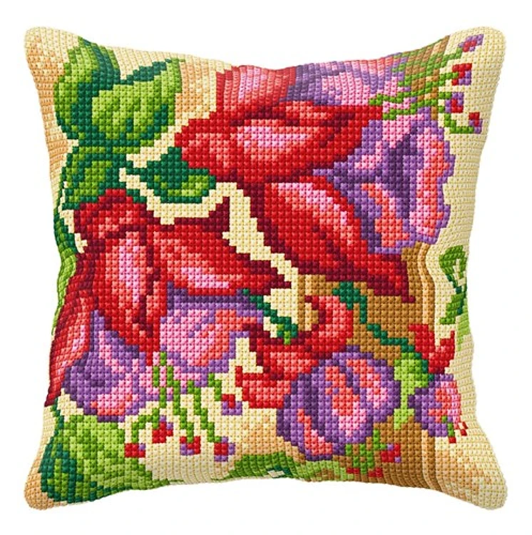 Cushion cross stitch kit "Exotic flowers" 9024