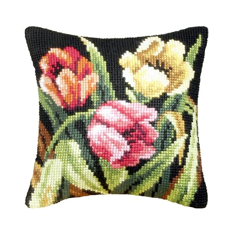 Cushion cross stitch kit "Tumbling tulips" 9077