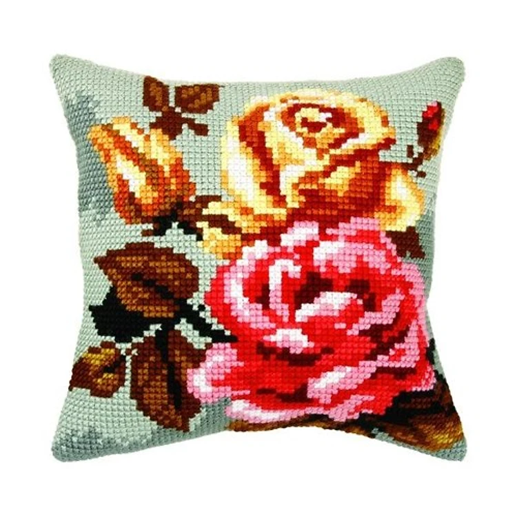 Needlepoint Cushion Kit "Roses on the grey background" 9357