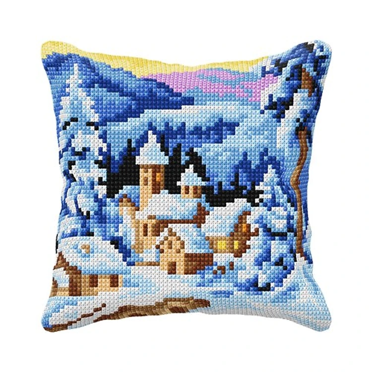 Cushion cross stitch kit "Winter village" 99041