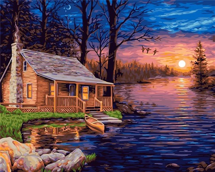 Painting by Numbers kit Crafting Spark Fisherman's House A096 19.69 x 15.75 in