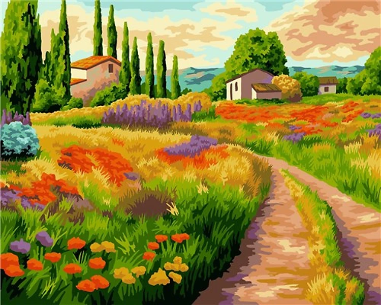 Painting by Numbers kit Crafting Spark Italian Fields A106 19.69 x 15.75 in