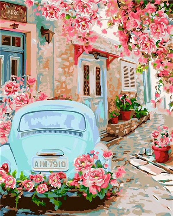 Painting by Numbers kit Crafting Spark French Street A108 19.69 x 15.75 in
