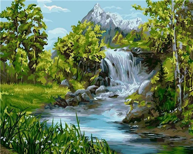 Painting by Numbers kit Crafting Spark Waterfall A112 19.69 x 15.75 in