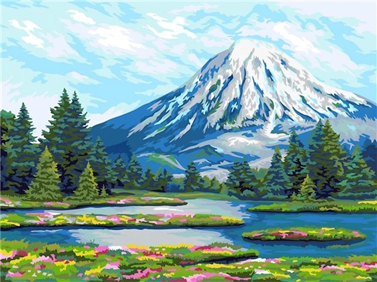 Painting by Numbers kit Crafting Spark Beautiful Mountain A133 19.69 x 15.75 in