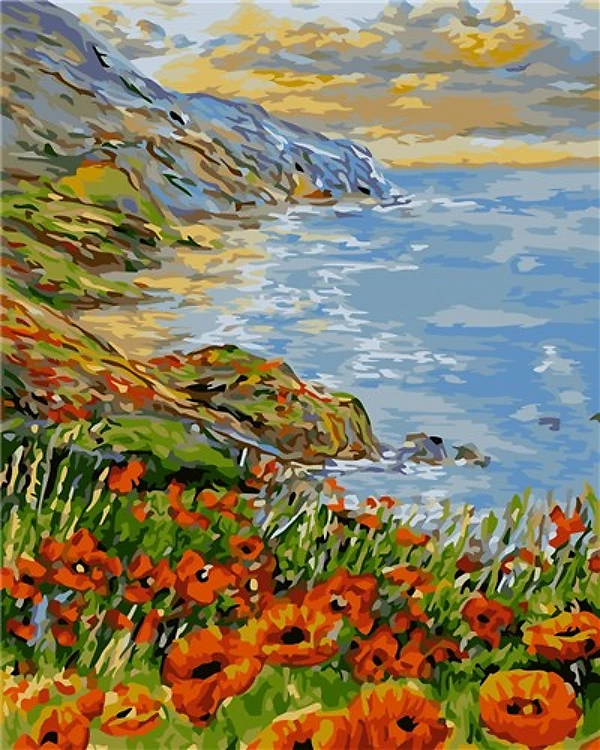 Painting by Numbers kit Crafting Spark Poppy Coast A150 19.69 x 15.75 in