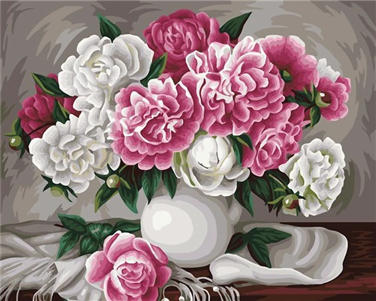 Painting by Numbers kit Crafting Spark Peonies. Zhanna Kogai B061 19.69 x 15.75 in