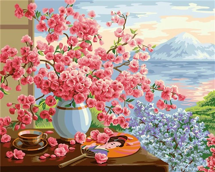 Painting by Numbers kit Crafting Spark Sakura Bouquet B072 19.69 x 15.75 in