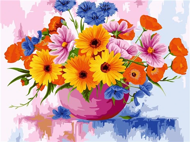 Painting by Numbers kit Crafting Spark Field Flowers B104 19.69 x 15.75 in
