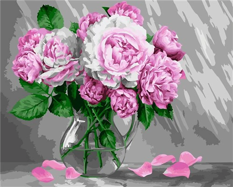 Painting by Numbers kit Crafting Spark Beautiful Peonies B127 19.69 x 15.75 in
