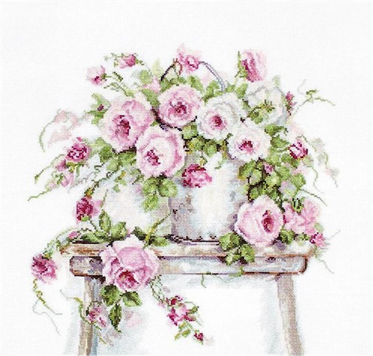Roses on a Stool BA2331L Counted Cross-Stitch Kit
