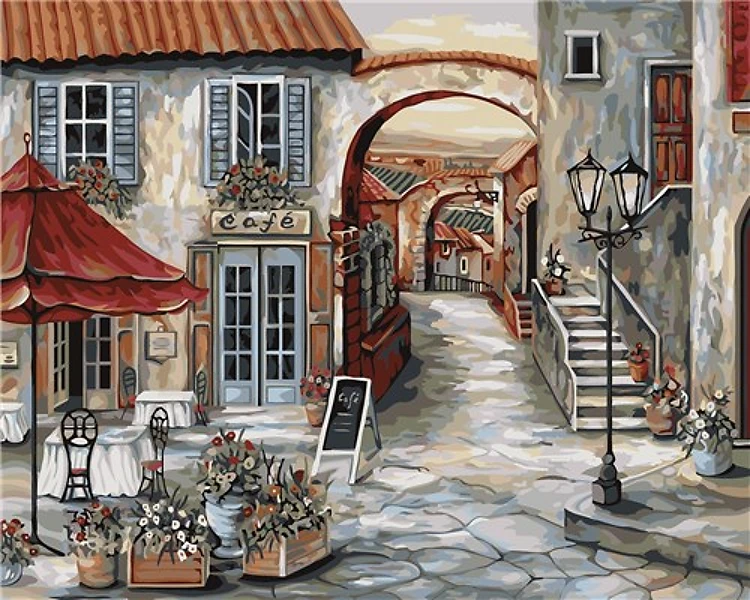 Painting by Numbers kit Crafting Spark Italian Cafe C025 19.69 x 15.75 in