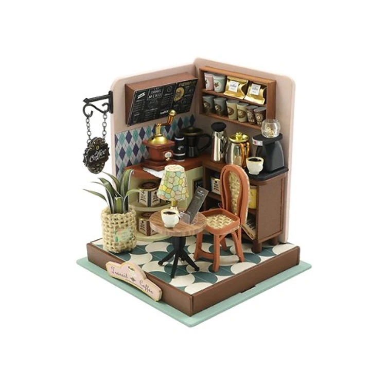 Miniature Wizardi Roombox Kit - Coffee Shop Dollhouse Kit