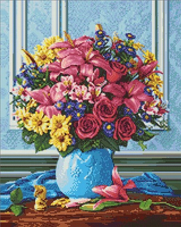 Colorful Bouquet WD2520 18.9 x 14.9 inches Wizardi Diamond Painting Kit