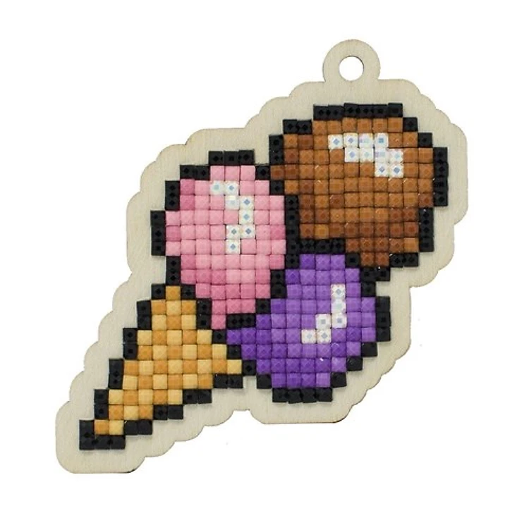 Triple Scoop Ice Cream Diamond Painting on Plywood Kit