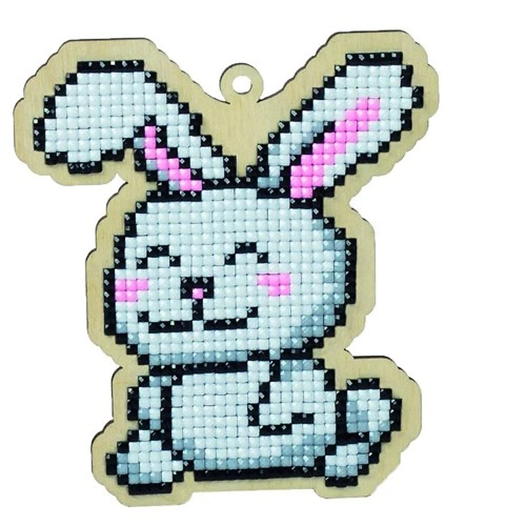 White Rabbit Diamond Painting On Wood