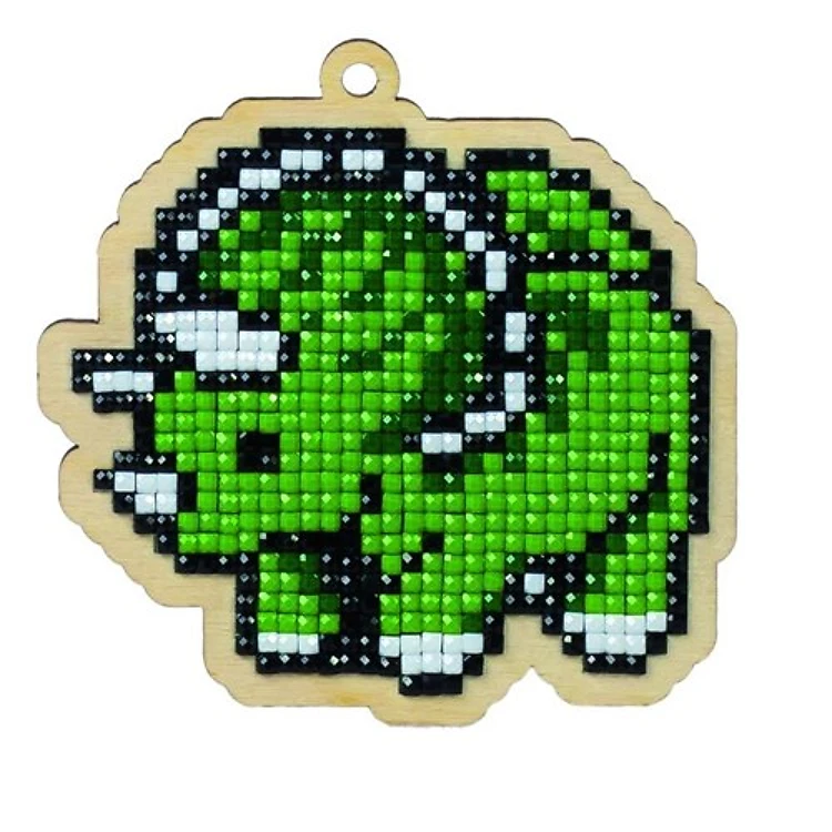Green Dino Diamond Painting on Plywood Kit