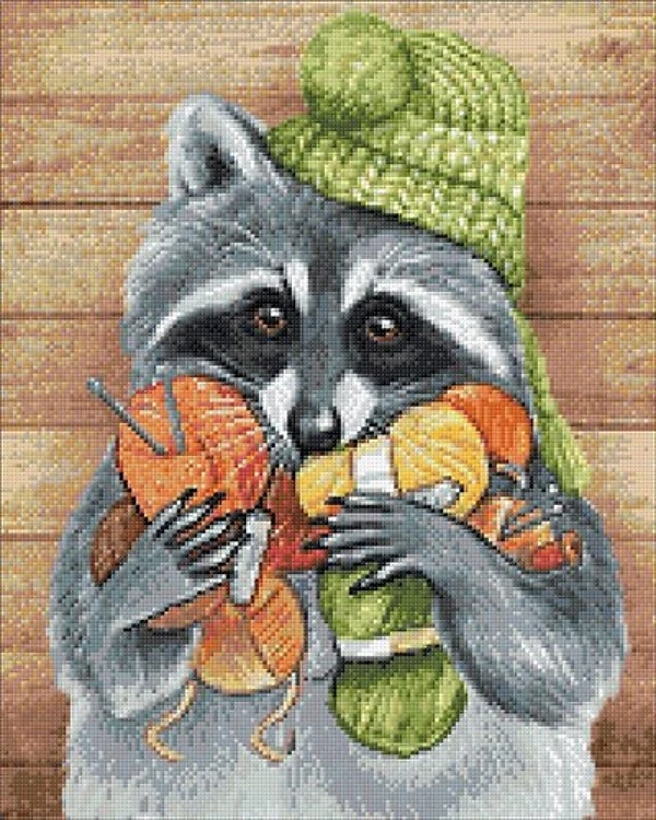 Racoon With Threads Diamond Painting Kit